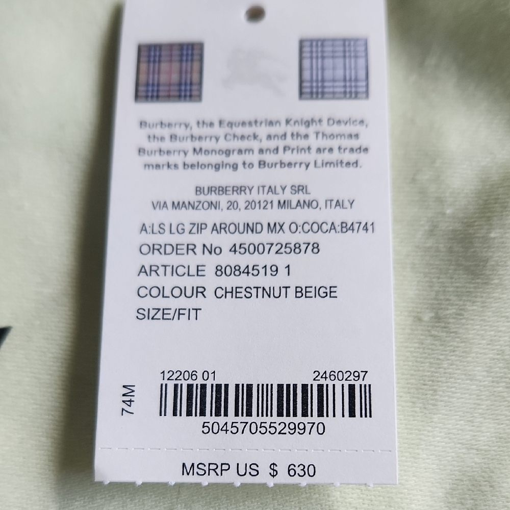 Burberry Chestnut Beige Checkered Zip Wallet - Picture 3 of 6